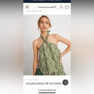 NWT Unsubscribed Washable Silk Tie Halter Top